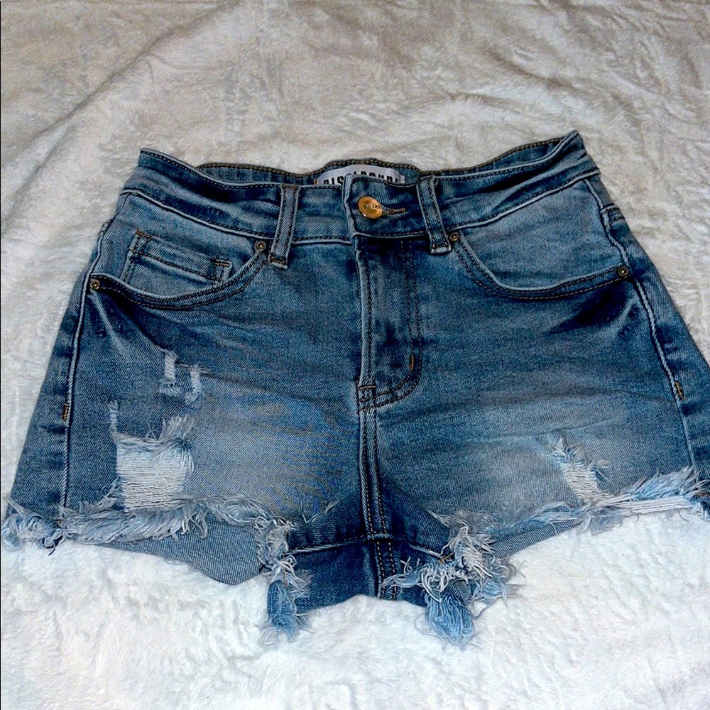 Classic Blue Distressed Jean Shorts